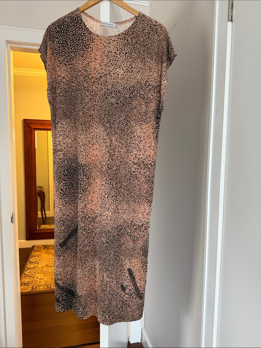 Kieley Kimmel 100% Silk "Flamingo Print" Shift midi Dress - Size S